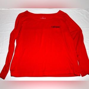 Women’s Calvin Klein Sleepwear Long Sleev Shirt Top Size Large Red